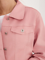 Różowa jeansowa kurtka z kołnierzykiem