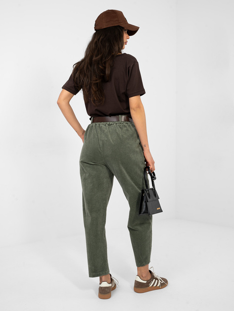 Khaki sztruksowe spodnie typu carrot