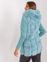 Hurtownia Miętowa futrzana kamizelka z kapturem