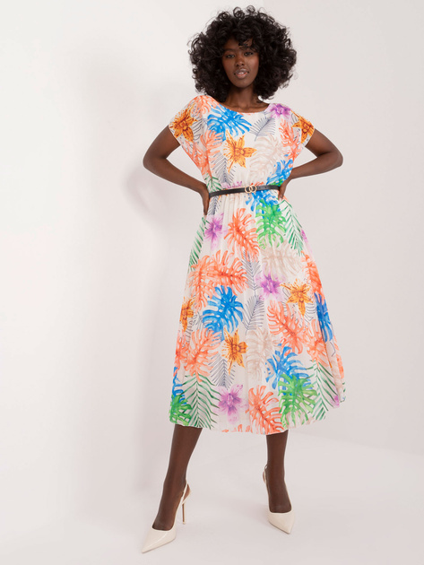 Hurt Jasnobeżowa damska sukienka z printami