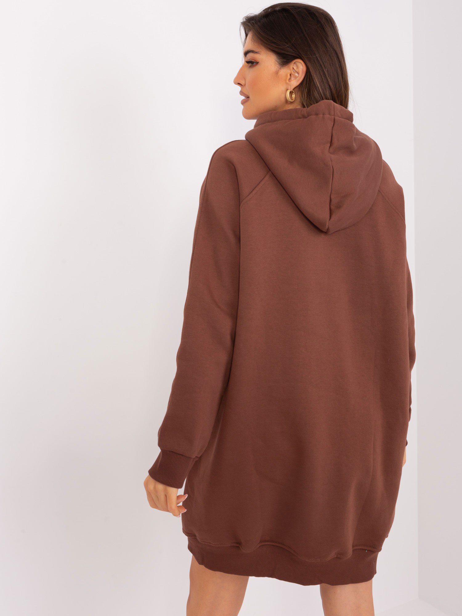 Hurt Brązowa dresowa bluza basic z kapturem  