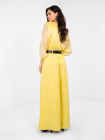 Żółte szerokie spodnie z paskiem RUE PARIS 