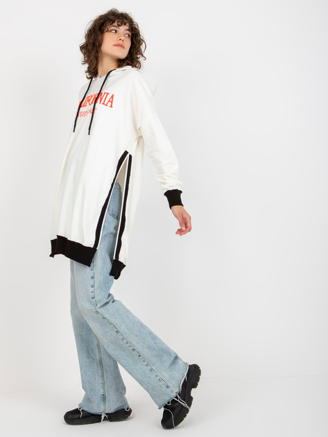 Hurt Ecru długa bluza oversize z napisem i kapturem