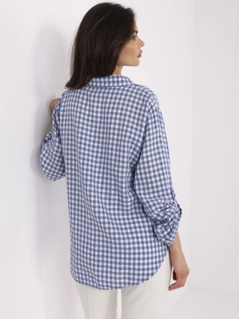 Hurt Ciemnoniebiesko-biała koszula z kołnierzykiem