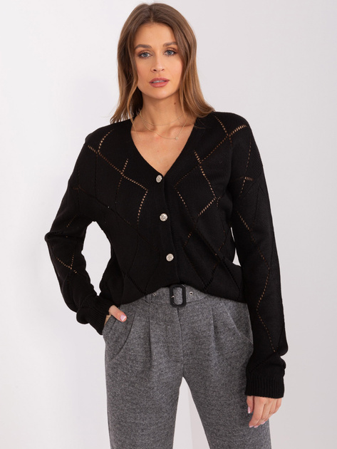 Hurt Czarny sweter rozpinany z guzikami RUE PARIS