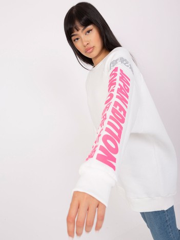 Hurtownia Ecru damska bluza oversize z nadrukiem