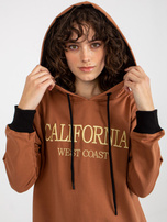 Hurt Jasnobrązowa długa bluza z kapturem i rozcięciami 