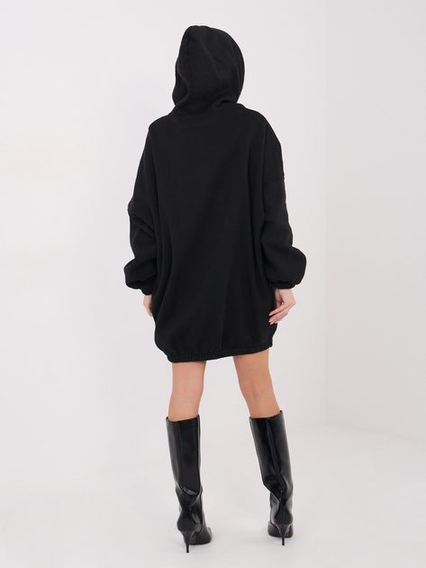 Czarna dresowa sukienka oversize z kapturem