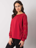 Bordeauxfarbige Bluse mit Spitze Shantelle RUE PARIS.