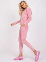 Różowy komplet damski z weluru Ilaria