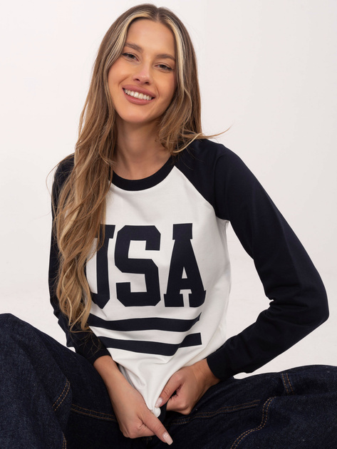 Biało-granatowa bluza z nadrukiem Samantha RUE PARIS