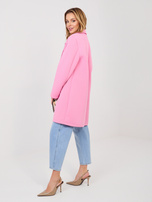 Pastelowy różowy piankowy płaszcz z kołnierzem RUE PARIS 