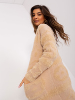 Hurtownia Beżowy dzianinowy kardigan