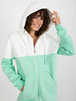 Hurt Ecru-miętowa dresowa długa bluza basic z kapturem