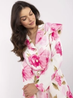 Biało-różowy elegancki kombinezon z szortami