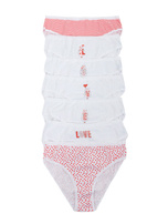 Hurt Biało-czerwone damskie majtki z bawełny 7-pak