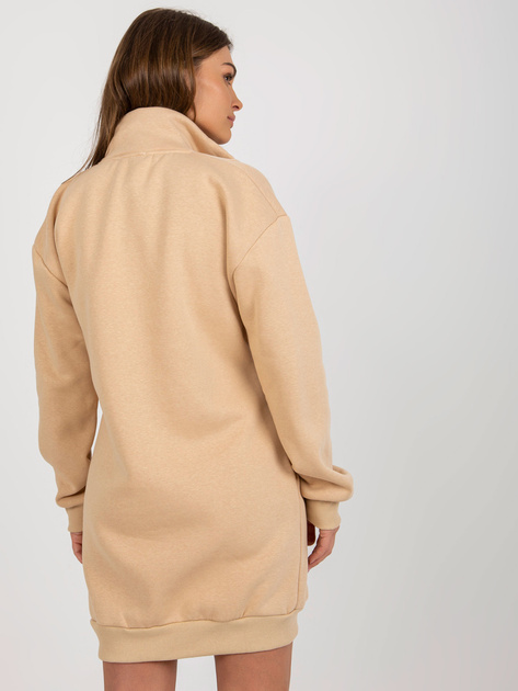 Hurt Beżowa dresowa sukienka basic o kroju oversize