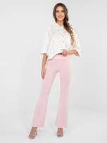 Pastelowe różowe dresowe spodnie z przeszyciami RUE PARIS