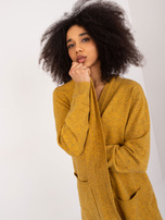 Großhandel Dunkelgelbe Strickjacke mit Viskose.
