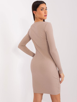 Hurt BASIC FEEL GOOD Ciemnobeżowa mini sukienka w prążek