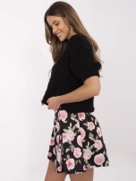 Hurt Czarne damskie spódnico-spodenki w kwiaty