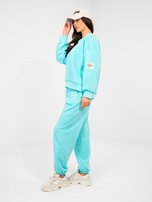 Turkusowy dresowy komplet z bluzą oversize