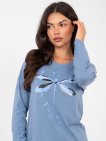 Brudnoniebieska dwuczęściowa piżama z nadrukiem