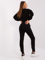 Hurt Black cotton set with a sweatshirt with a colorful inscription.