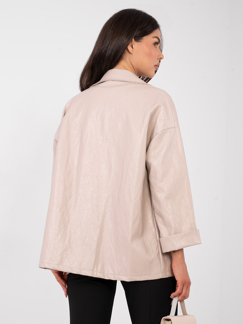 Beżowa casualowa marynarka z ekoskóry RUE PARIS