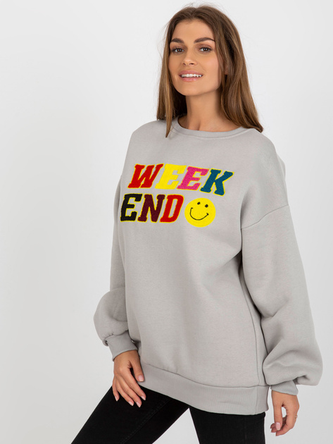 Hurt Szara damska bluza bez kaptura o kroju oversize