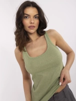 Jasnozielony prążkowany top bez rękawów