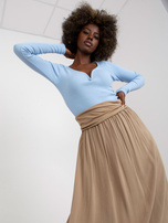 Ciemnobeżowa zwiewna spódnica maxi z wiskozy Clarence OCH BELLA 