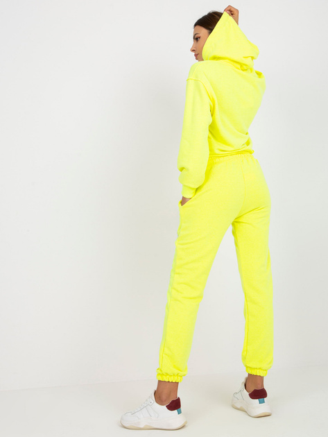 Fluo żółty dwuczęściowy komplet dresowy z nadrukiem