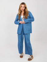 Niebieska jeansowa marynarka od kompletu RUE PARIS  
