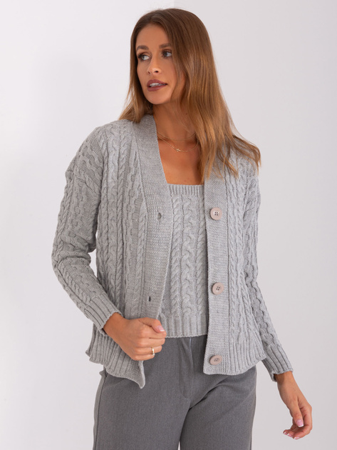 Hurt Szary dzianinowy komplet damski