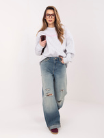 Jasnoszara melanżowa dresowa bluza oversize bez kaptura RUE PARIS