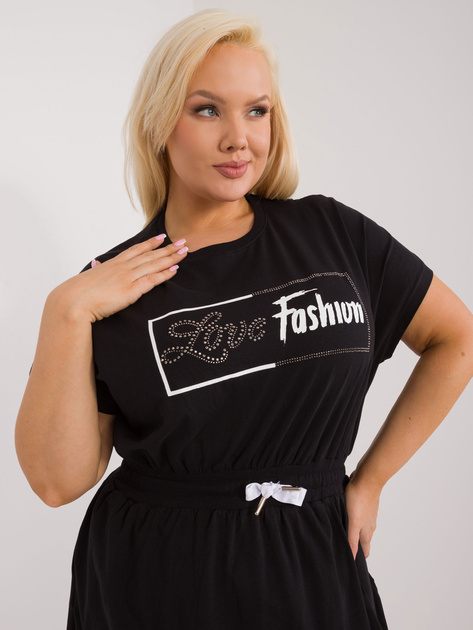 Hurt Czarna mini sukienka plus size z napisem