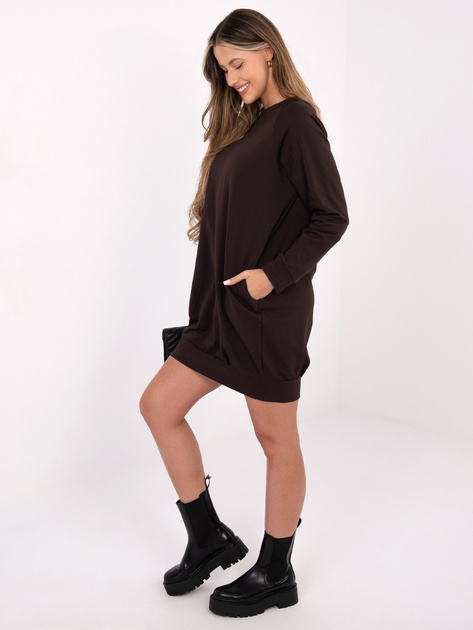 Czekoladowa dresowa sukienka z bawełny BASIC FEEL GOOD