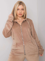 Beżowy welurowy komplet plus size Michell