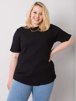 Czarna bluzka plus size w prążek Stella