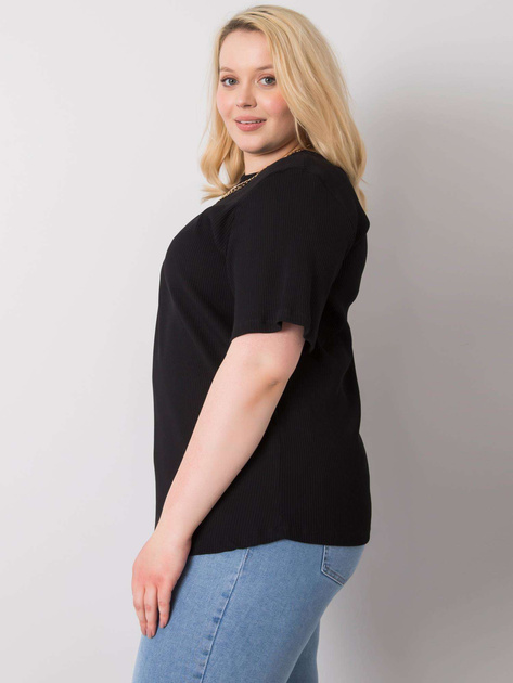 Czarna bluzka plus size w prążek Stella