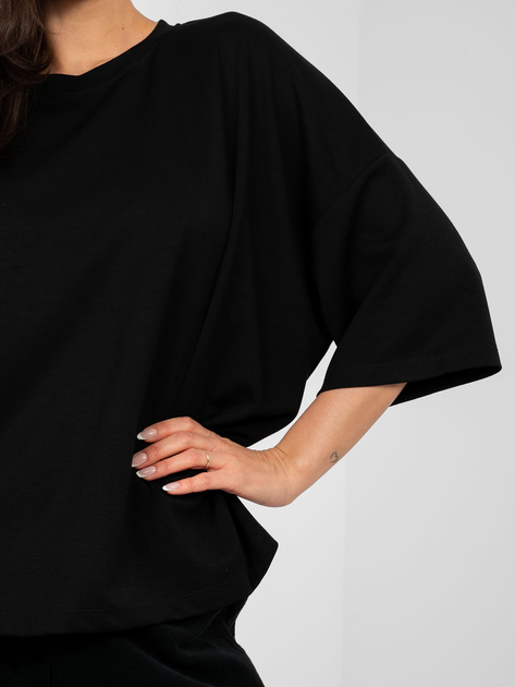 Czarna bluzka basic z miękkiego materiału RUE PARIS