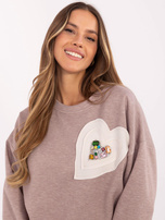 Hurt Ciemnobeżowa melanżowa bluza bez kaptura z wiskozą