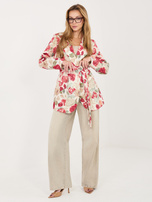 Czerwona długa marynarka z printem 