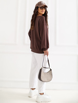 Czekoladowa bluza oversize bez kaptura RUE PARIS 