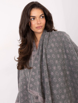 Szaro-jasnoróżowe damskie ponczo z nadrukiem