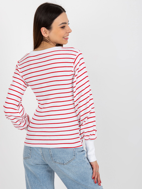 Hurtownia Biało-czerwona prążkowana bluzka basic w paski