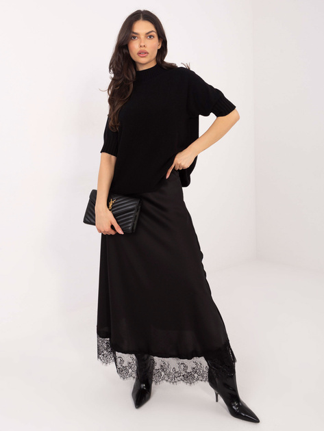 Czarny damski sweter ze ściągaczami