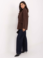 Brązowy damski płaszcz z kołnierzem RUE PARIS