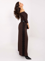 Czekoladowa gładka bluzka hiszpanka BASIC FEEL GOOD